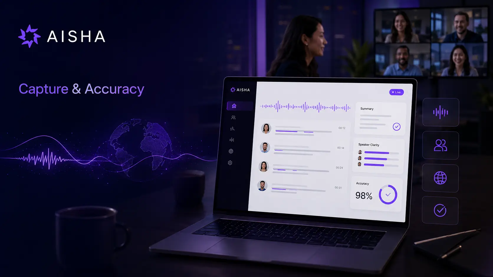 AISHA speech capture and accuracy dashboard